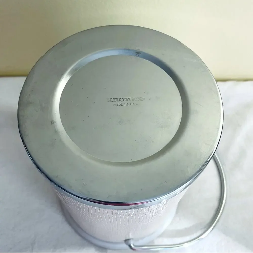 Vintage Kromex Mid Century Modern Ice Bucket w/ Chrome Retro Bareware